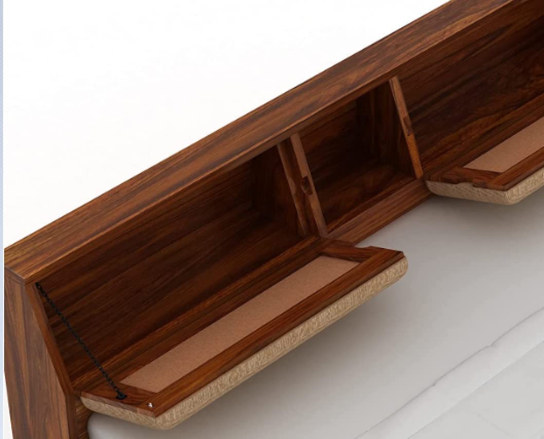 Rukmaajee Sheesham Wood King Size Bed with Box Storage Wooden Double