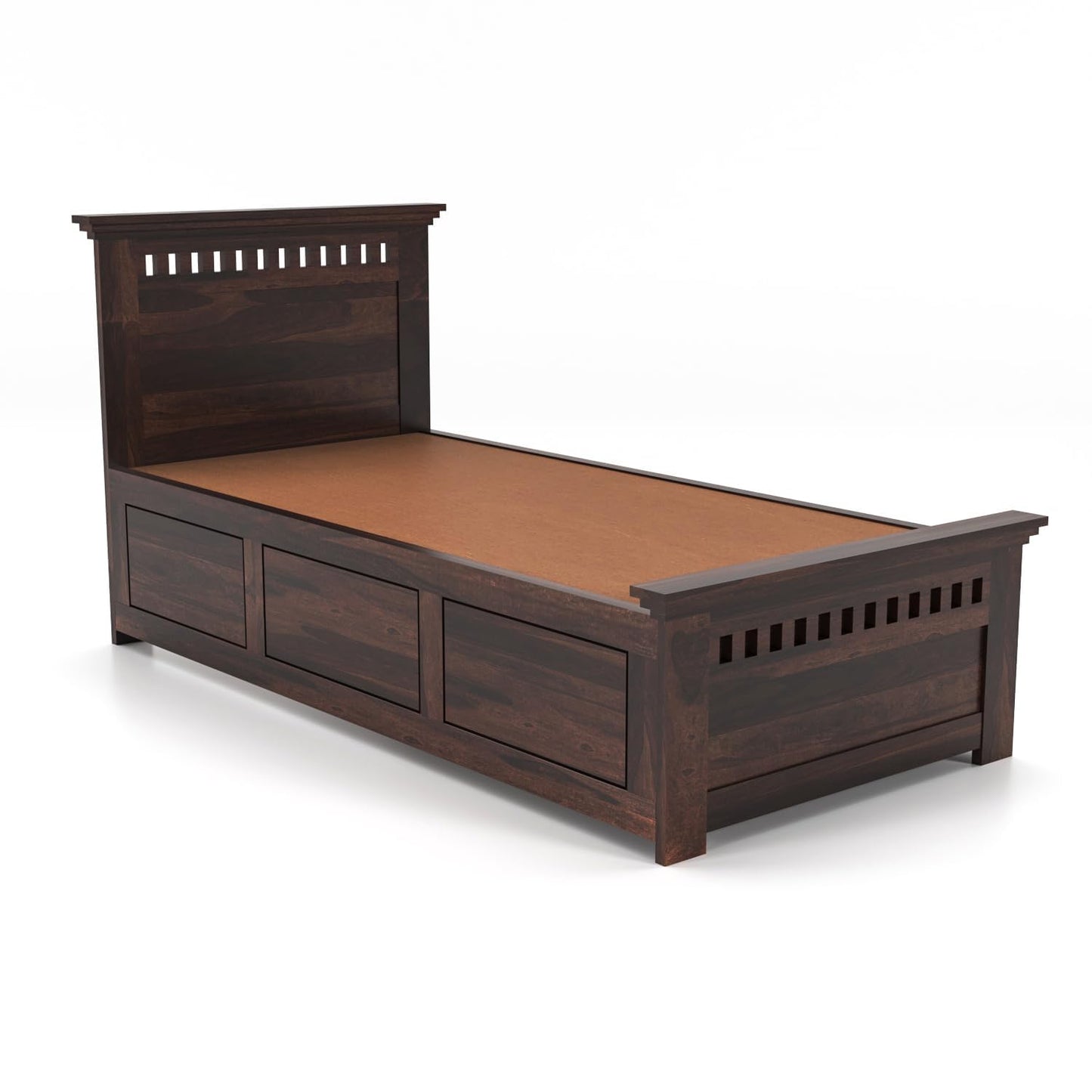 Rukmaajeee Solid Sheesham Wood Single Bed with Box Storage | Wooden