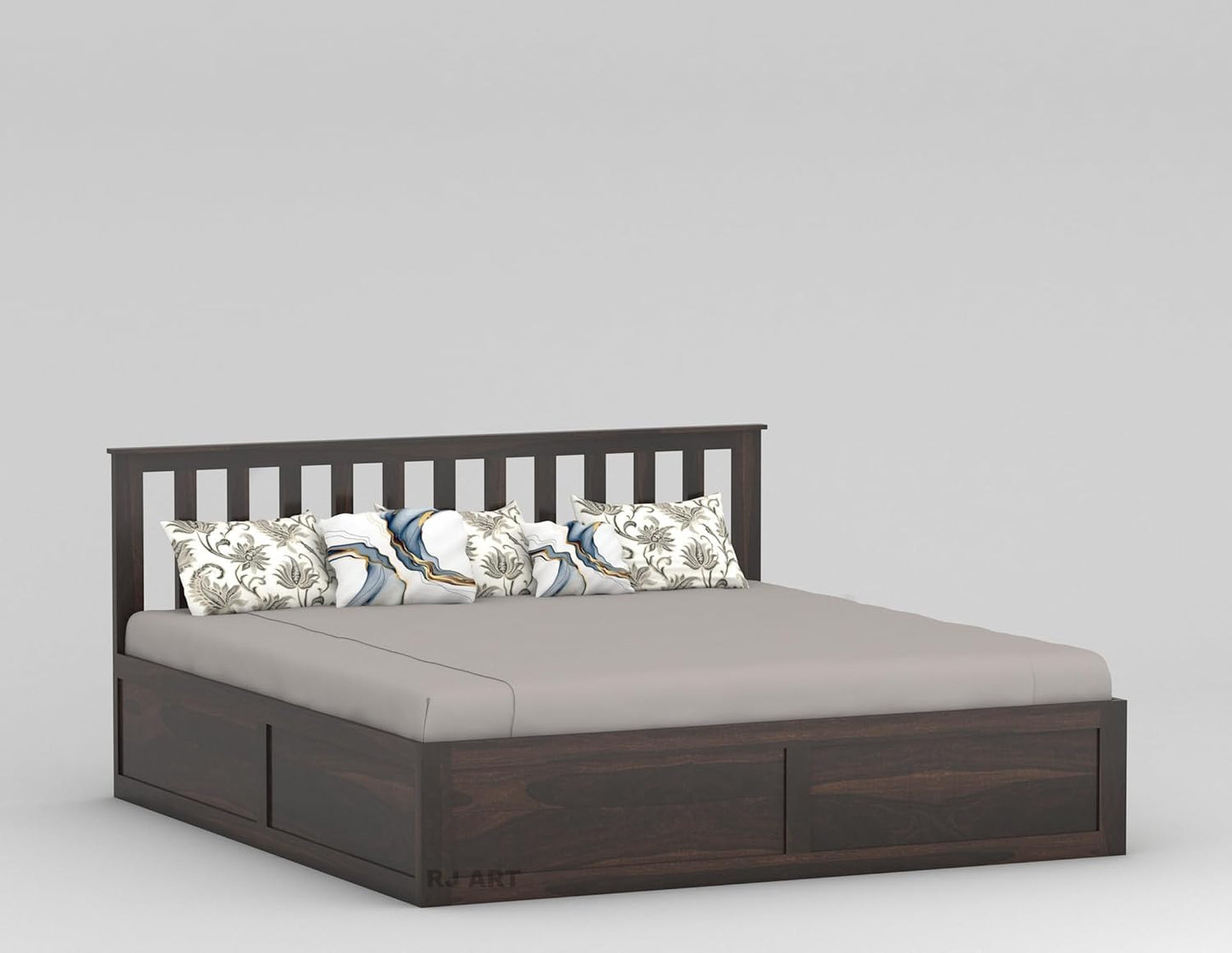 Rukmaajee Sheesham Wood King Size Bed with Storage | Solid Wood Box
