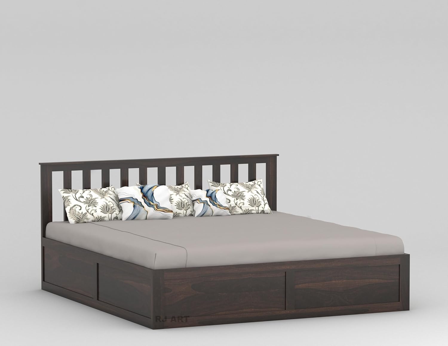 Rukmaajee Sheesham Wood King Size Bed with Storage | Solid Wood Box