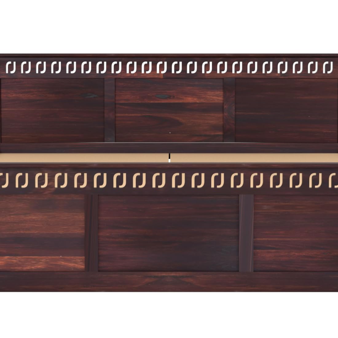 Rukmaajee King Size Bed with Sheesham Wood Frame, Walnut Brown Finish,