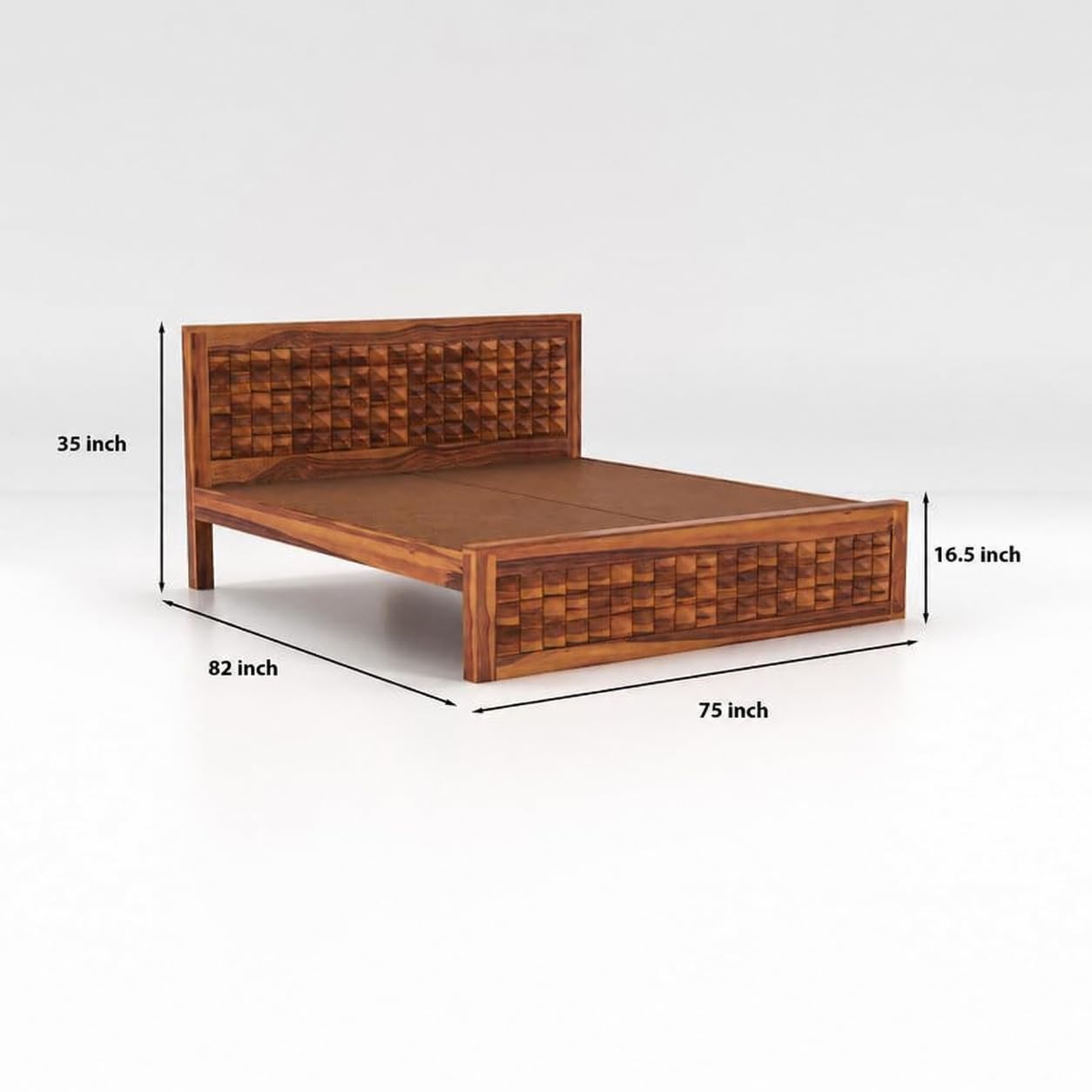 Rukmaajee Solid Sheesham Wood King Size Bed Without Storage|Wooden