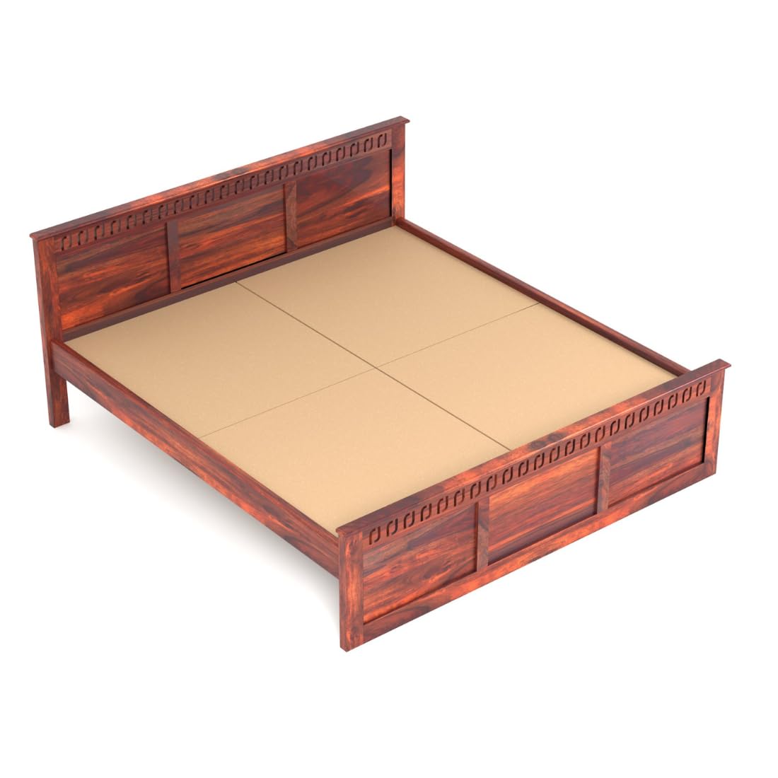 Rukmaajee Solid Sheesham Wood Queen Size Bed, Walnut Premium Finish,