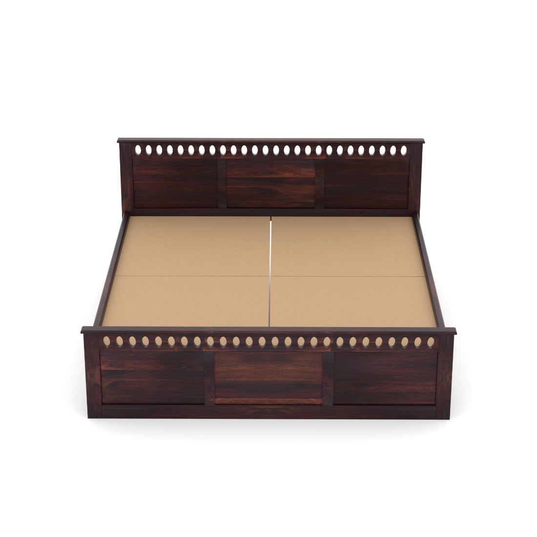Rukmaajee Solid Solid Sheesham Wood King Size Bed, Walnut Premium