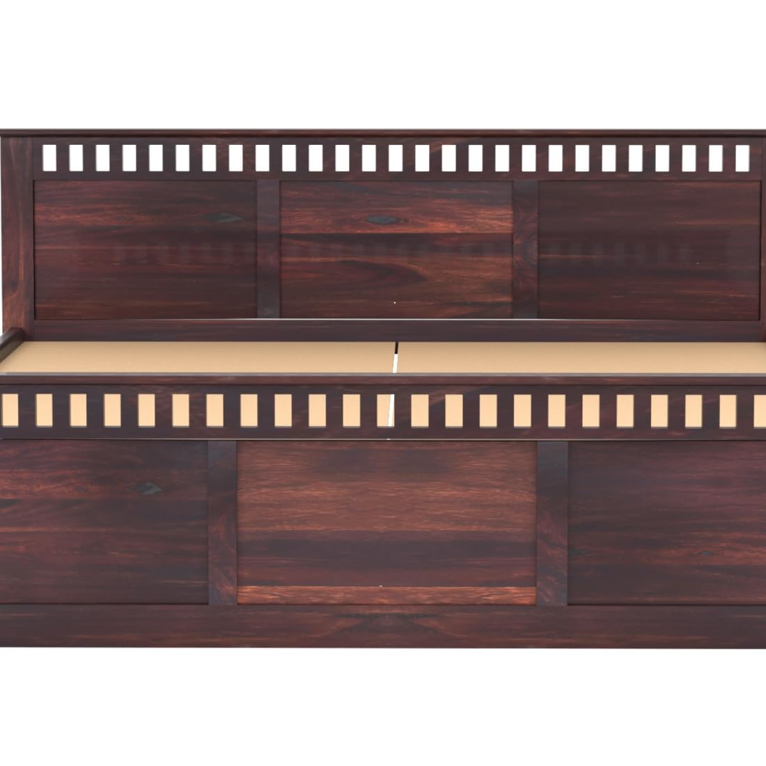 Rukmaajee Solid Sheesham Wood Queen Size Bed, Walnut Premium Finish,