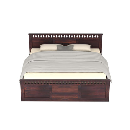 Rukmaajee Solid Solid Sheesham Wood King Size Bed, Walnut Premium
