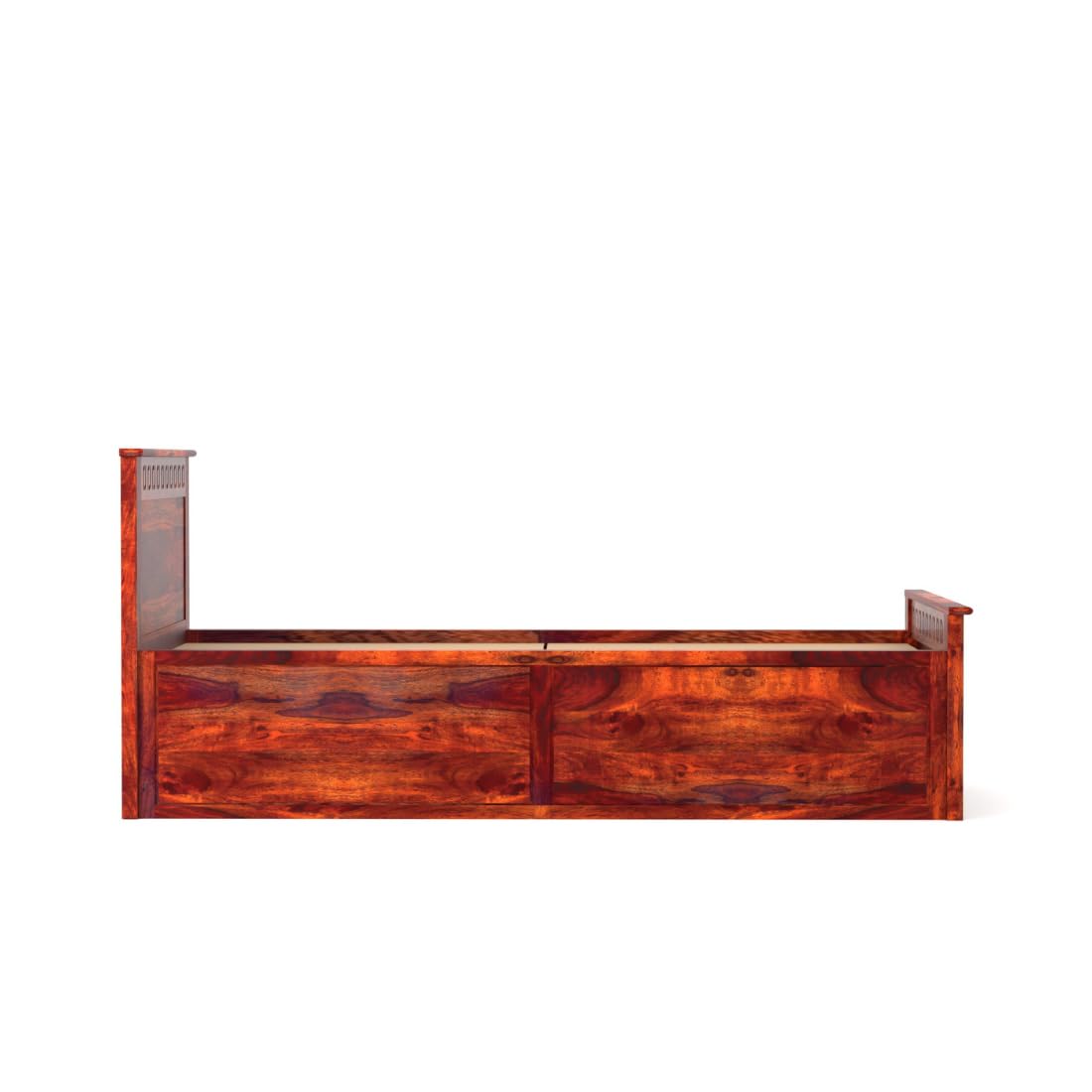 Single Bed with Walnut Finish, J-Pattern Headboard and Footboard, 96.5
