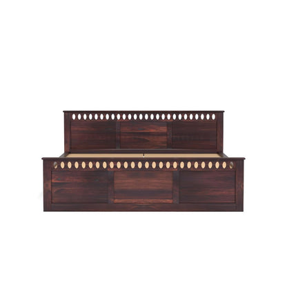 Rukmaajee King Size Bed with Sheesham Wood Frame, Walnut Brown Finish,