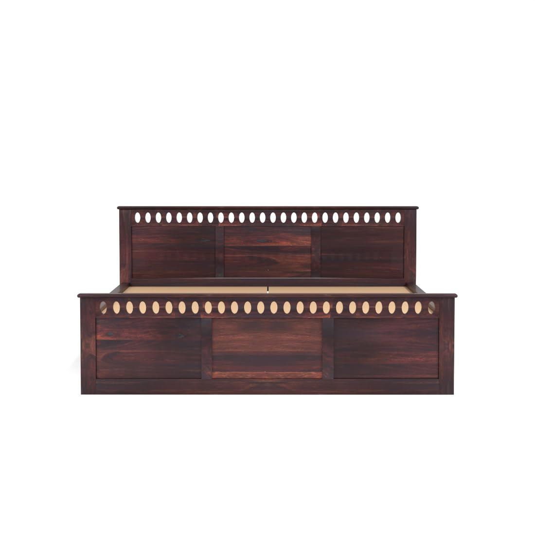 Rukmaajee King Size Bed with Solid Sheesham Wood Frame, Walnut Brown