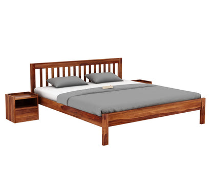 Rukmaajeee Sheesham Wood King Size Bed Without Storage | Wooden Double