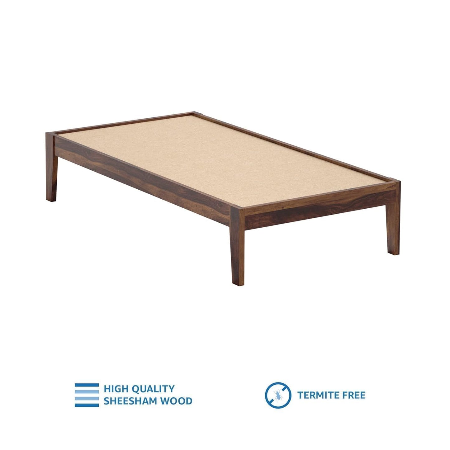 Rukmaajeee Sheesham Wood Single Bed Without Storage | Solid Wood Cot