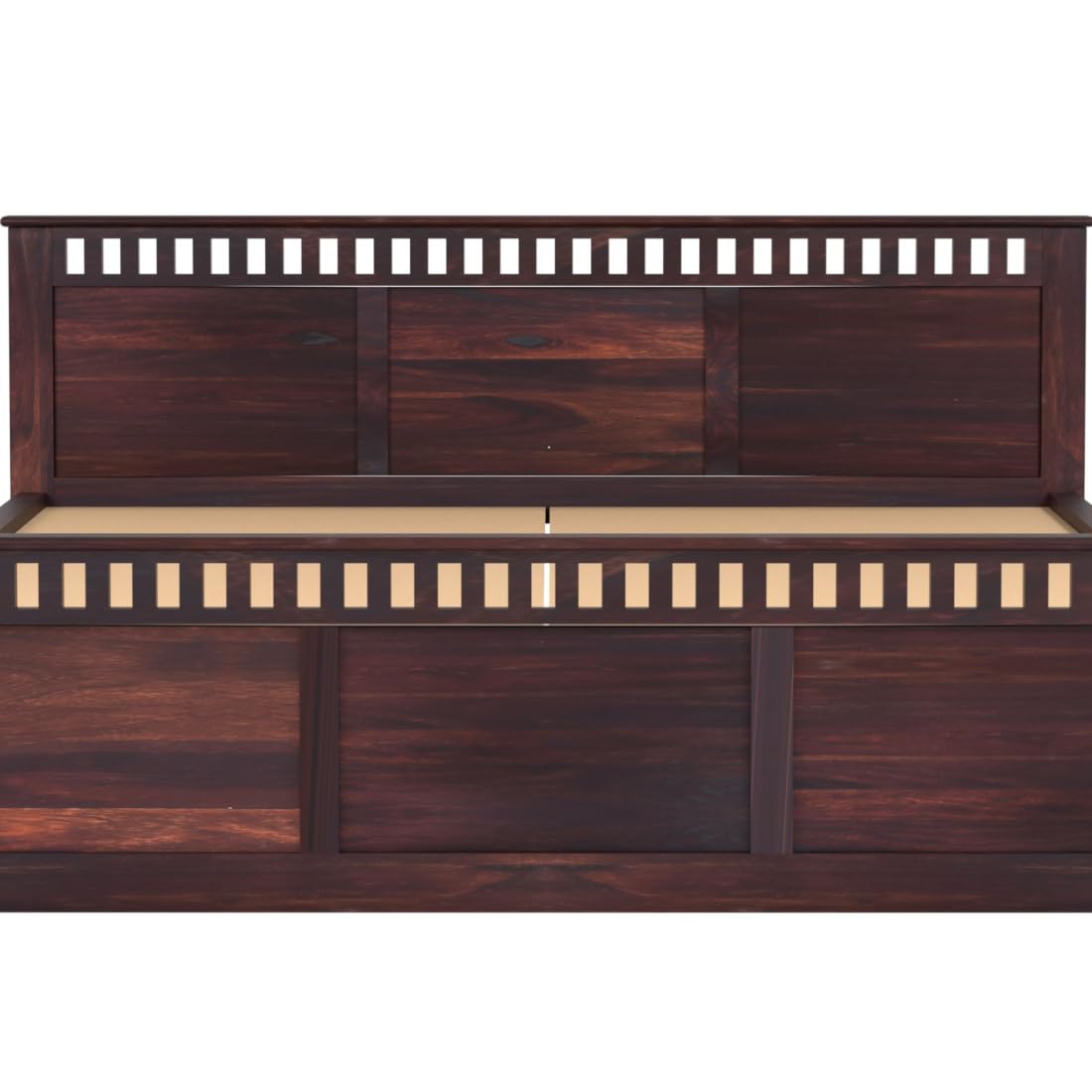 Rukmaajee King Size Bed with Sheesham Wood Frame, Walnut Brown Finish,