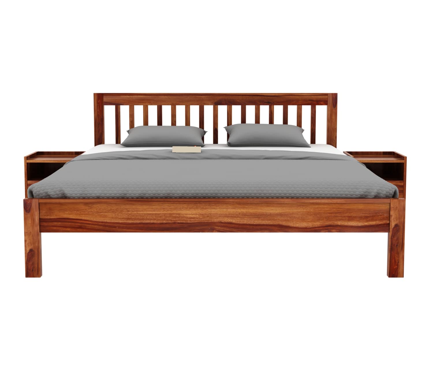 Rukmaajeee Sheesham Wood King Size Bed Without Storage | Wooden Double