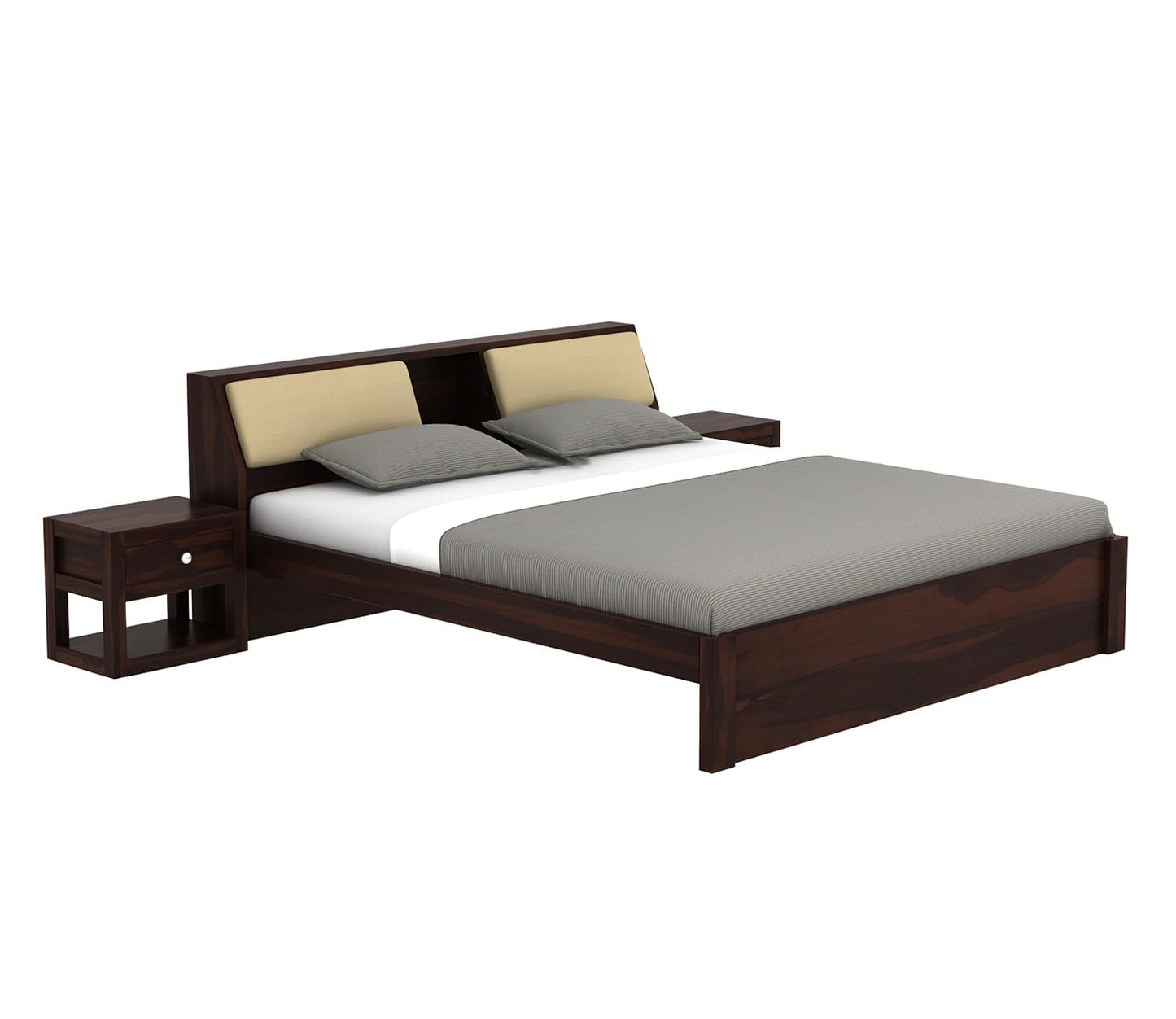 Rukmaajeee Solid Sheesham Wood Bedroom Furniture Niwar Design Double