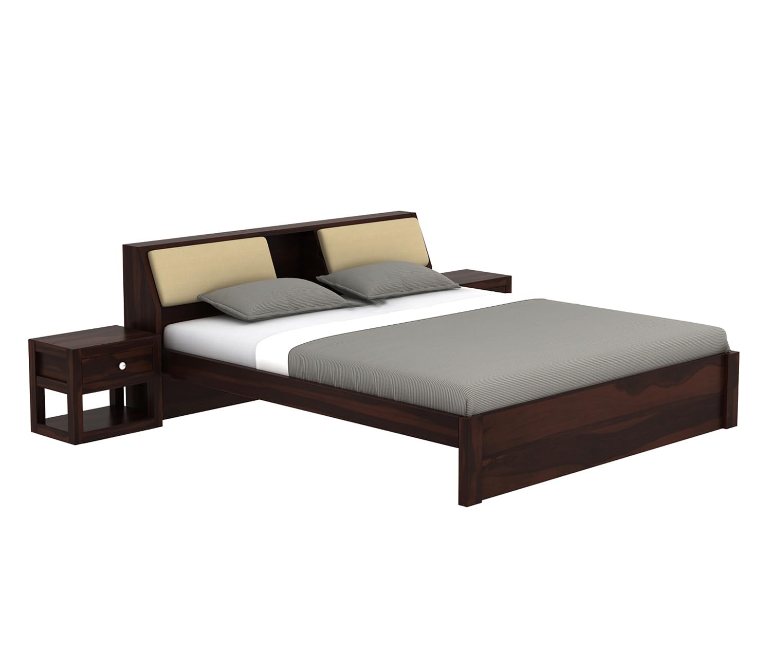 Rukmaajeee Solid Sheesham Wood Bedroom Furniture Niwar Design Double