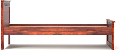 Rukmaajee Single Solid Sheesham Wood Bed with Box Storage Honey