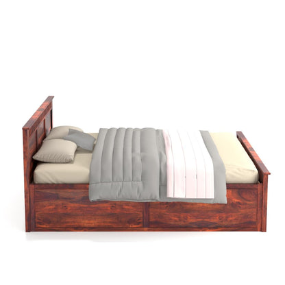 Rukmaajee King Size Bed with Solid Sheesham Wood Frame, Walnut Brown