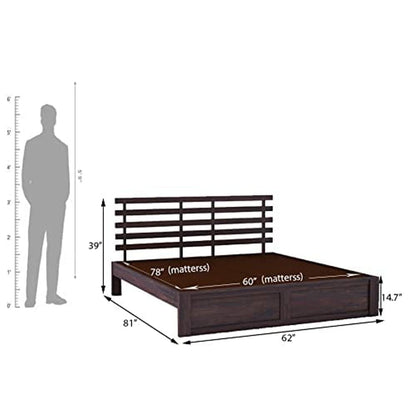 Rukmaajee Solid Sheesham Wood Queen Size Bed with 2 Drawers Storage