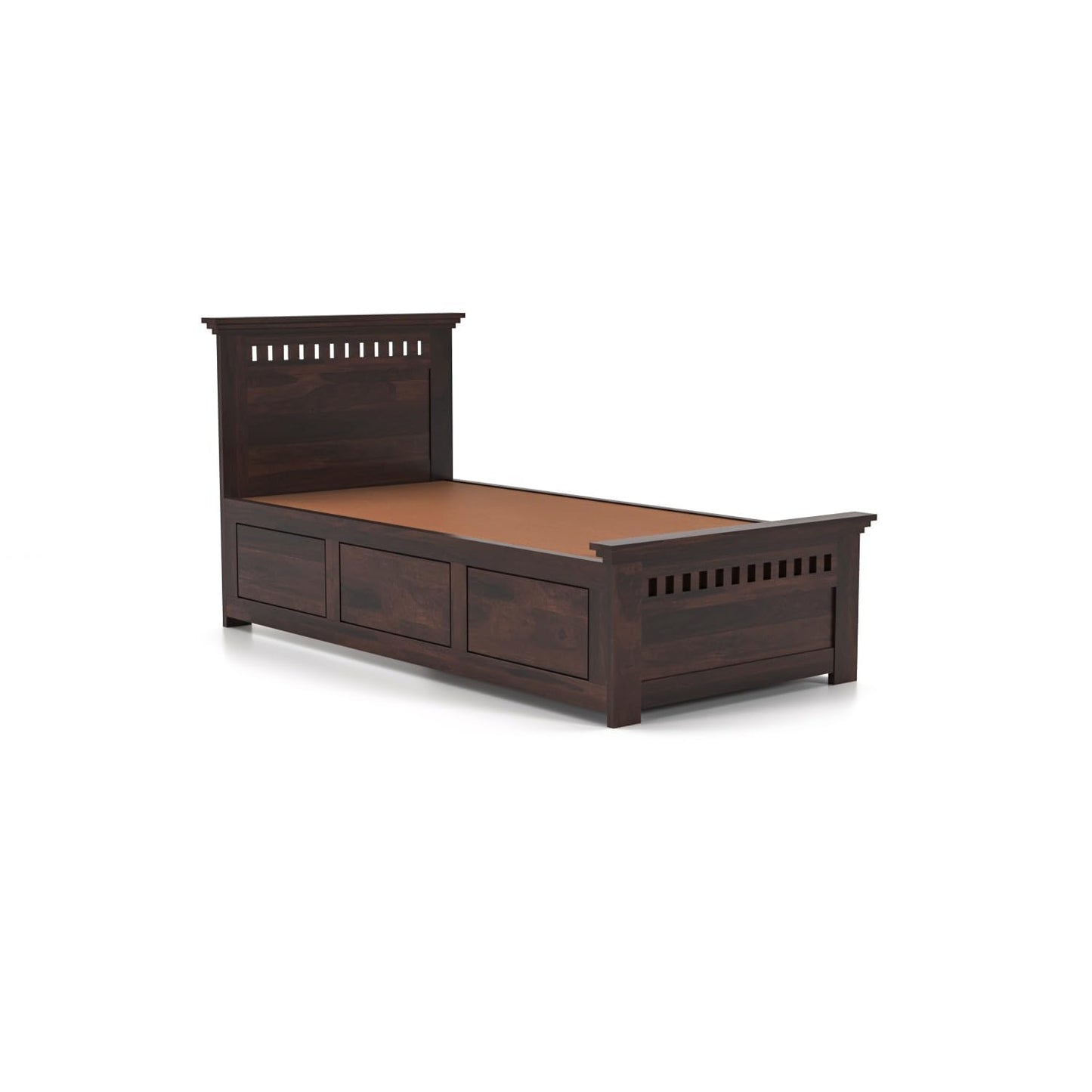 Rukmaajeee Solid Sheesham Wood Single Bed with Box Storage | Wooden