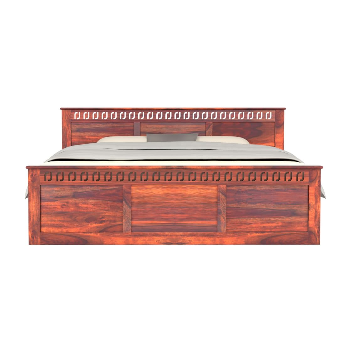 Rukmaajee Solid Sheesham Wood Queen Size Bed, Walnut Premium Finish,
