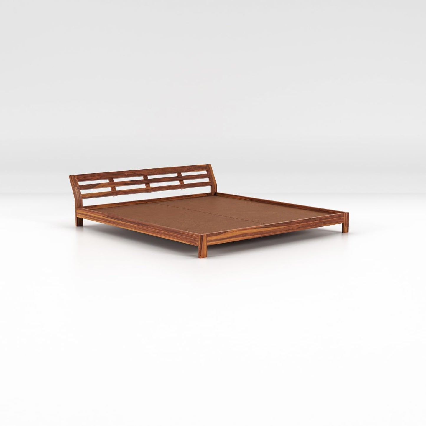 Rukmaajee Solid Sheesham Wood King Size Bed Low Height Double Bed