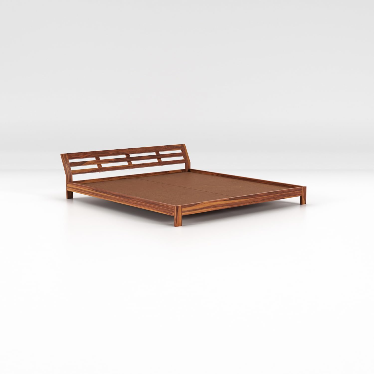 Rukmaajee Solid Sheesham Wood King Size Bed Low Height Double Bed