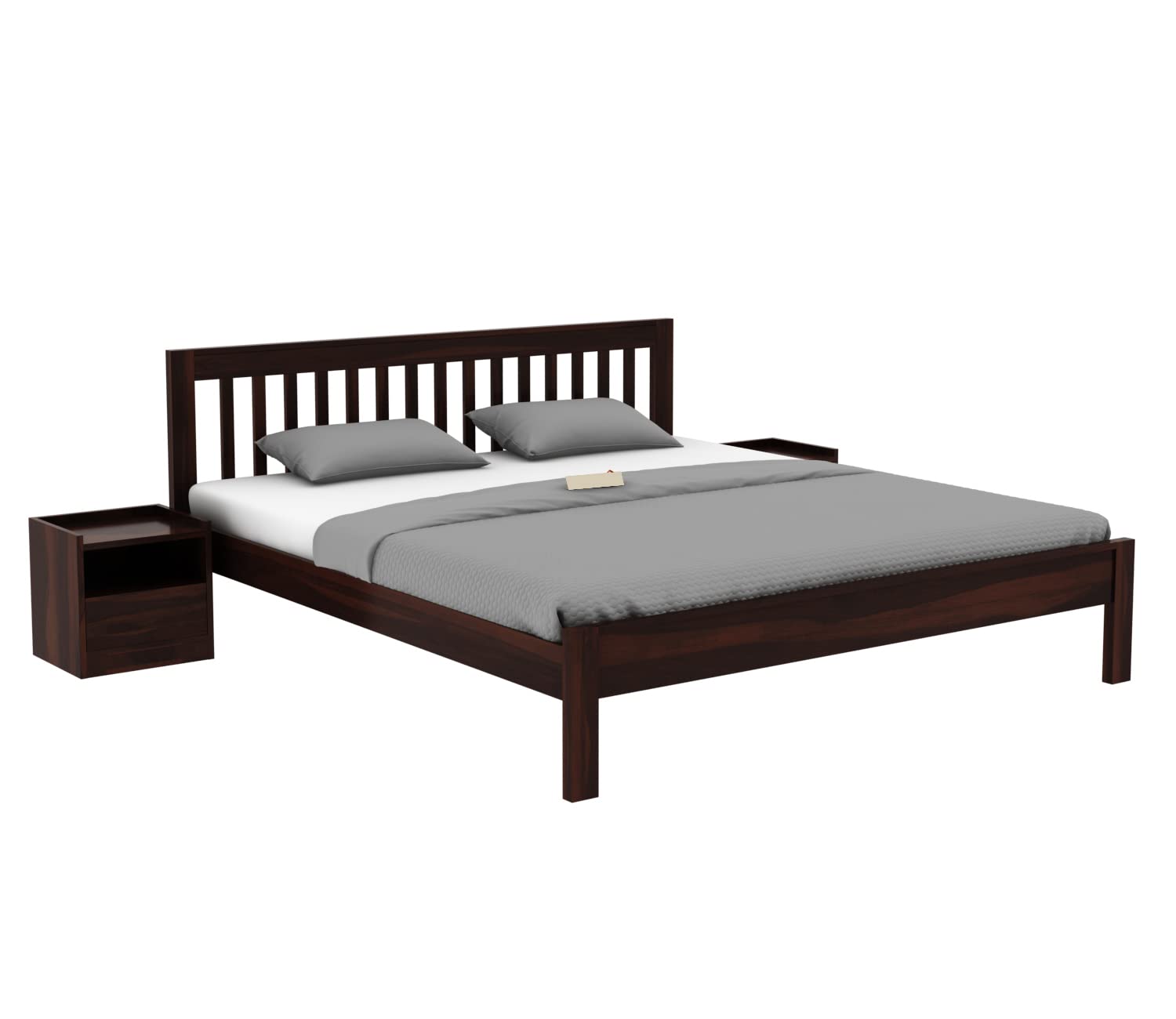 Rukmaajeee Sheesham Wood King Size Bed Without Storage | Wooden Double