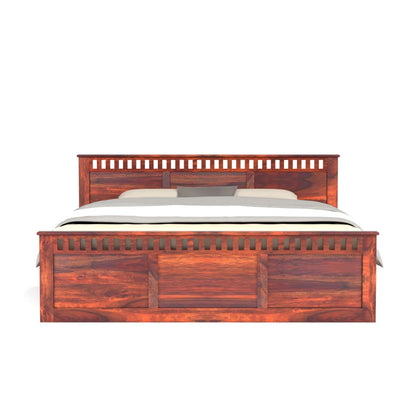 Rukmaajee King Size Bed with Sheesham Wood Frame, Walnut Brown Finish,