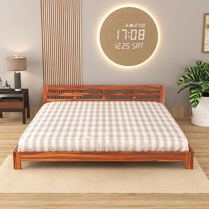Rukmaajee Solid Sheesham Wood King Size Bed Low Height Double Bed