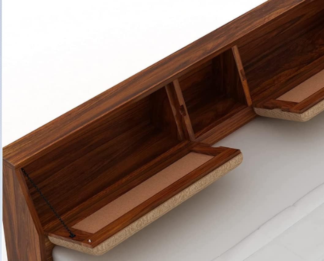 Rukmaajee Sheesham Wood Queen Size Double Bed Without Storage Wooden