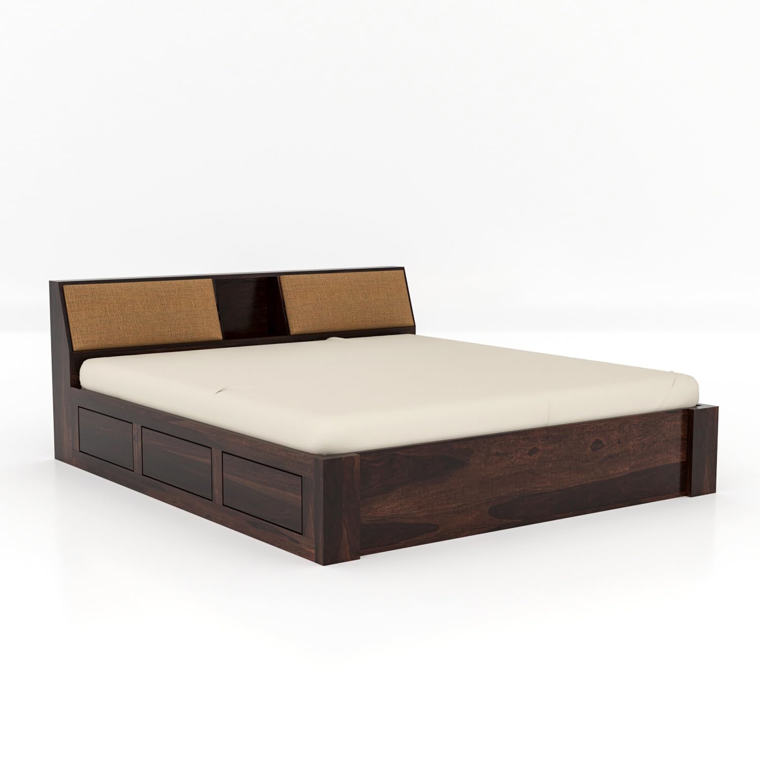 Rukmaajeee Solid Sheesham Wood King Size Bed with Box Storage | Wooden