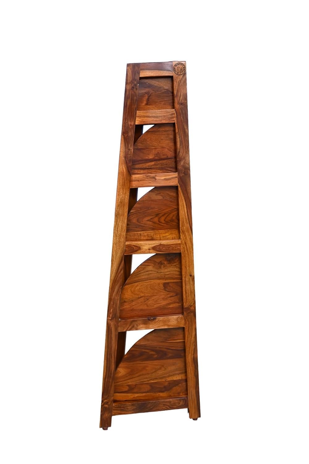 Rukmaajee Furniture Sheesham Wood Corner Book Shelf with Set of 5