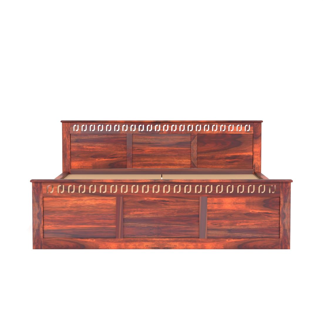 Rukmaajee King Size Bed with Sheesham Wood Frame, Walnut Brown Finish,