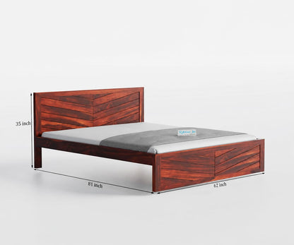 Rukmaajee Solid Sheesham Wood Queen Size Bed Without Storage|Wooden