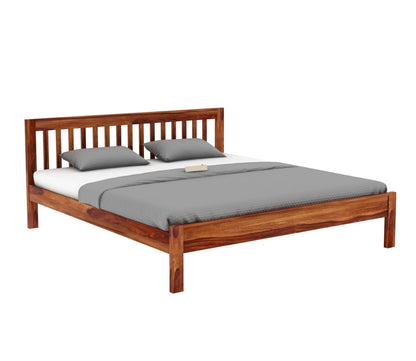 Rukmaajeee Solid Sheesham Wood Queen Size Bed Without Storage | Wooden