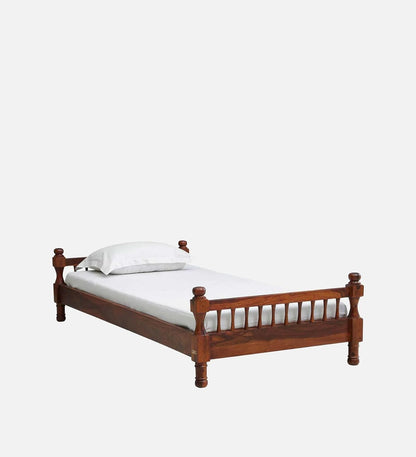 Rukmaajeee Sheesham Wood Fieri Single Bed Without Storage | Solid Wood