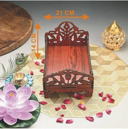 Rukmaajee Premium Engineered Wooden Carved Pattern Designer Bed for