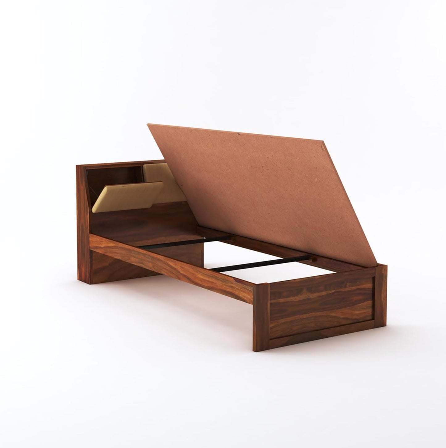 Rukmaajee Solid Sheesham Wood Single Bed Without Storage Wooden Single
