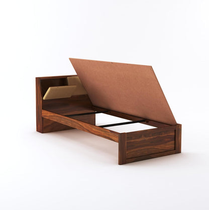 Rukmaajee Solid Sheesham Wood Single Bed Without Storage Wooden Single