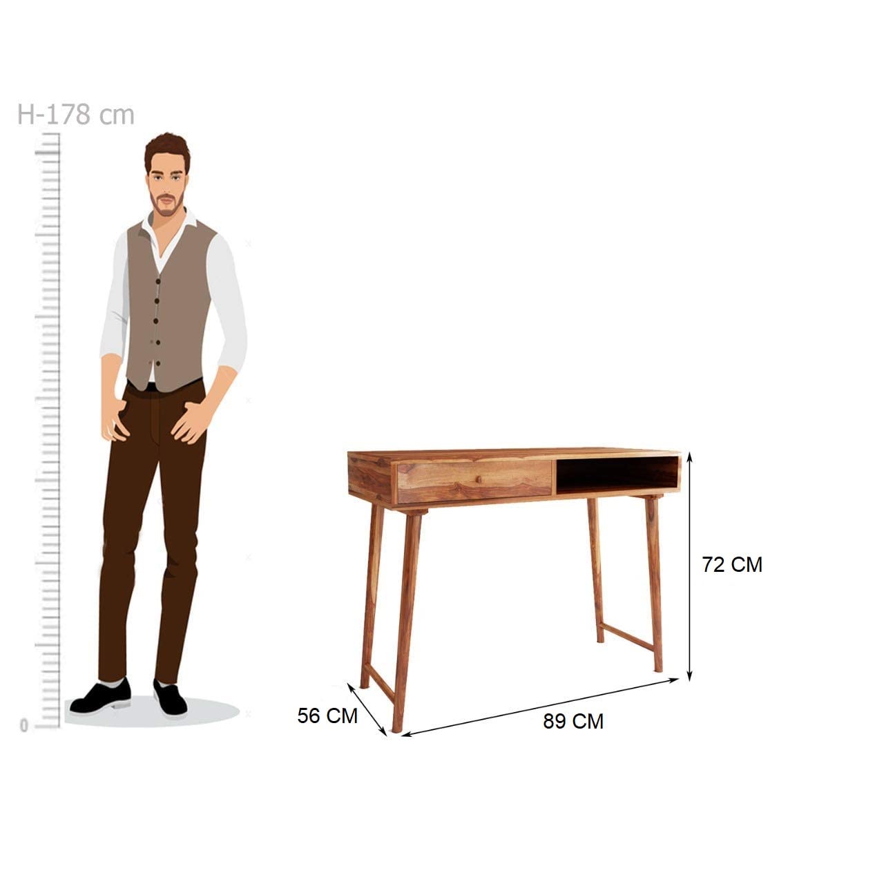 Rukmaajeee Solid Sheesham Wood Study Table | Wooden Laptop Desk &