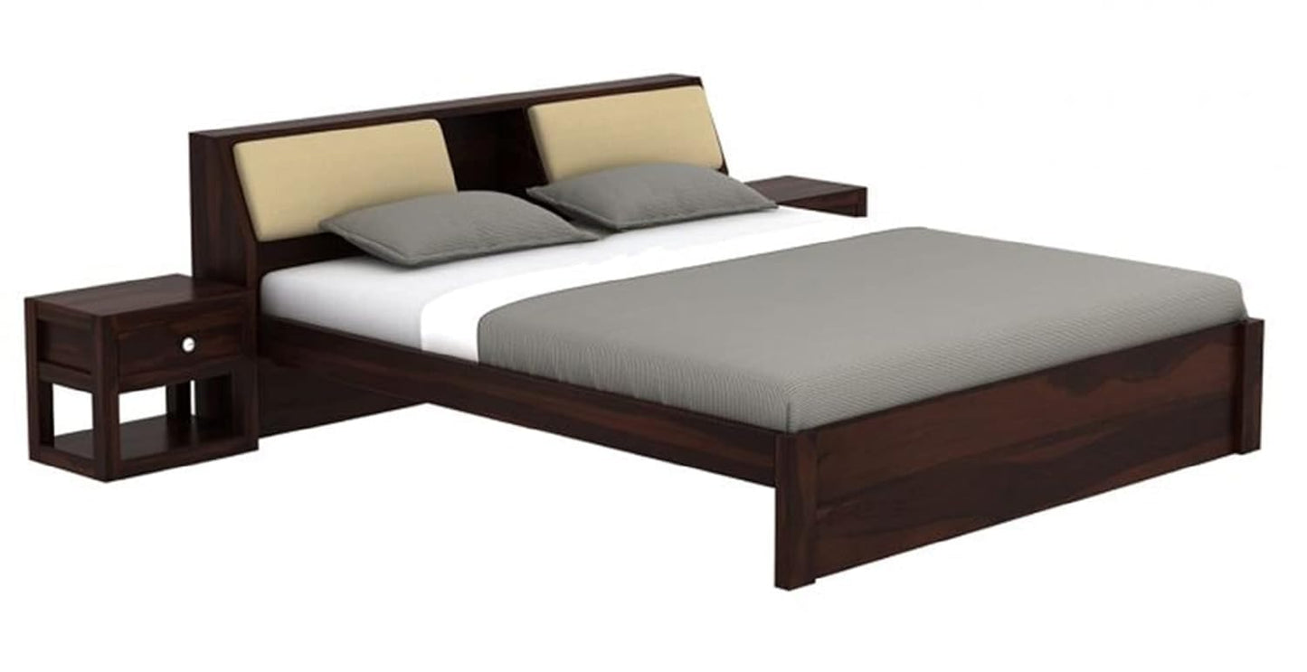 Rukmaajee Sheesham Wood Queen Size Double Bed Without Storage Wooden