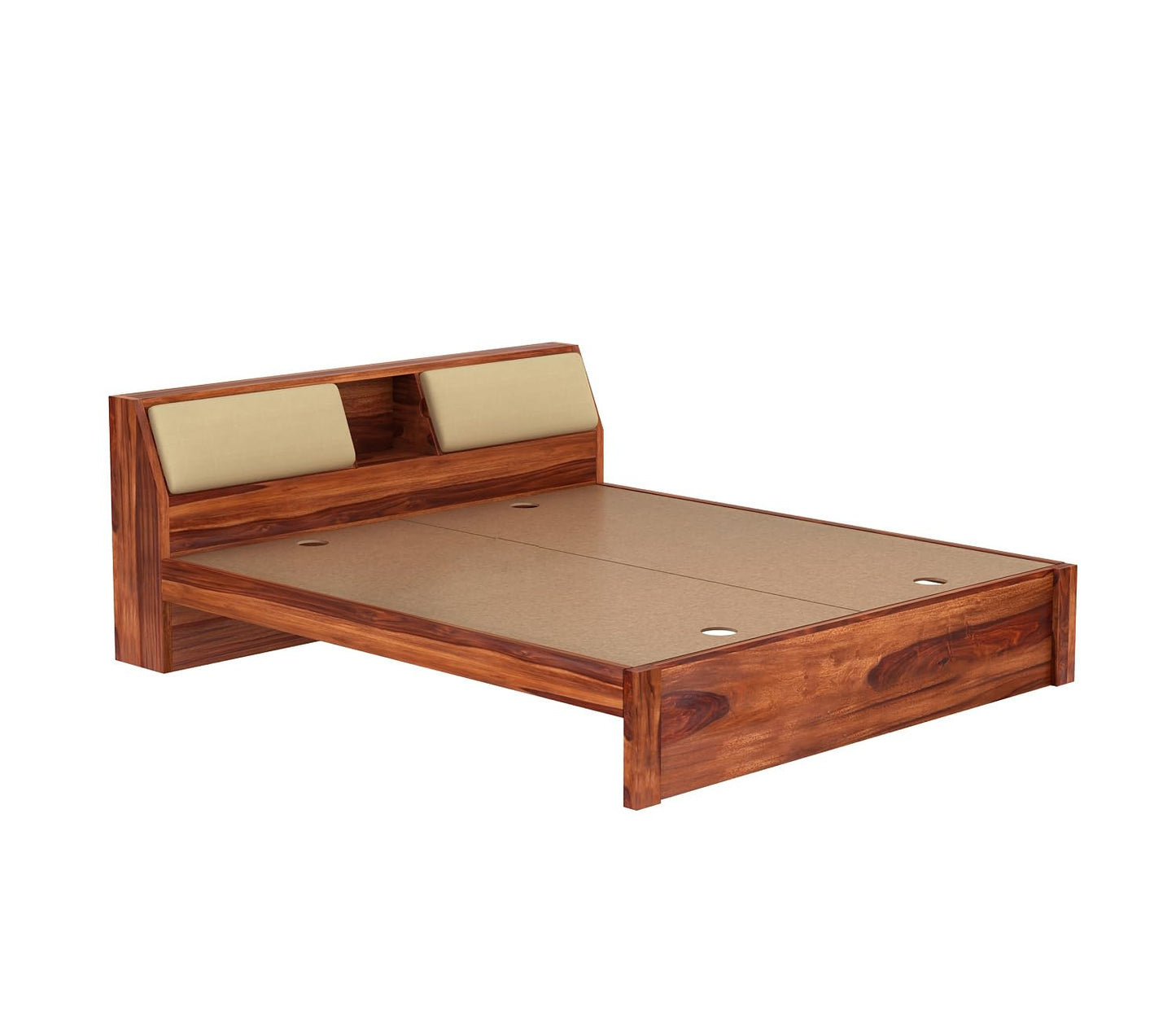Rukmaajeee Solid Sheesham Wood Wooden Queen Size Bed Without Storage