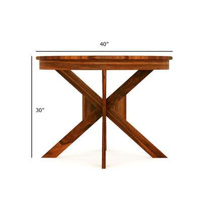 Rukmaajeee Solid Sheesham Wood Round Dining Table | 4 Seater Dining