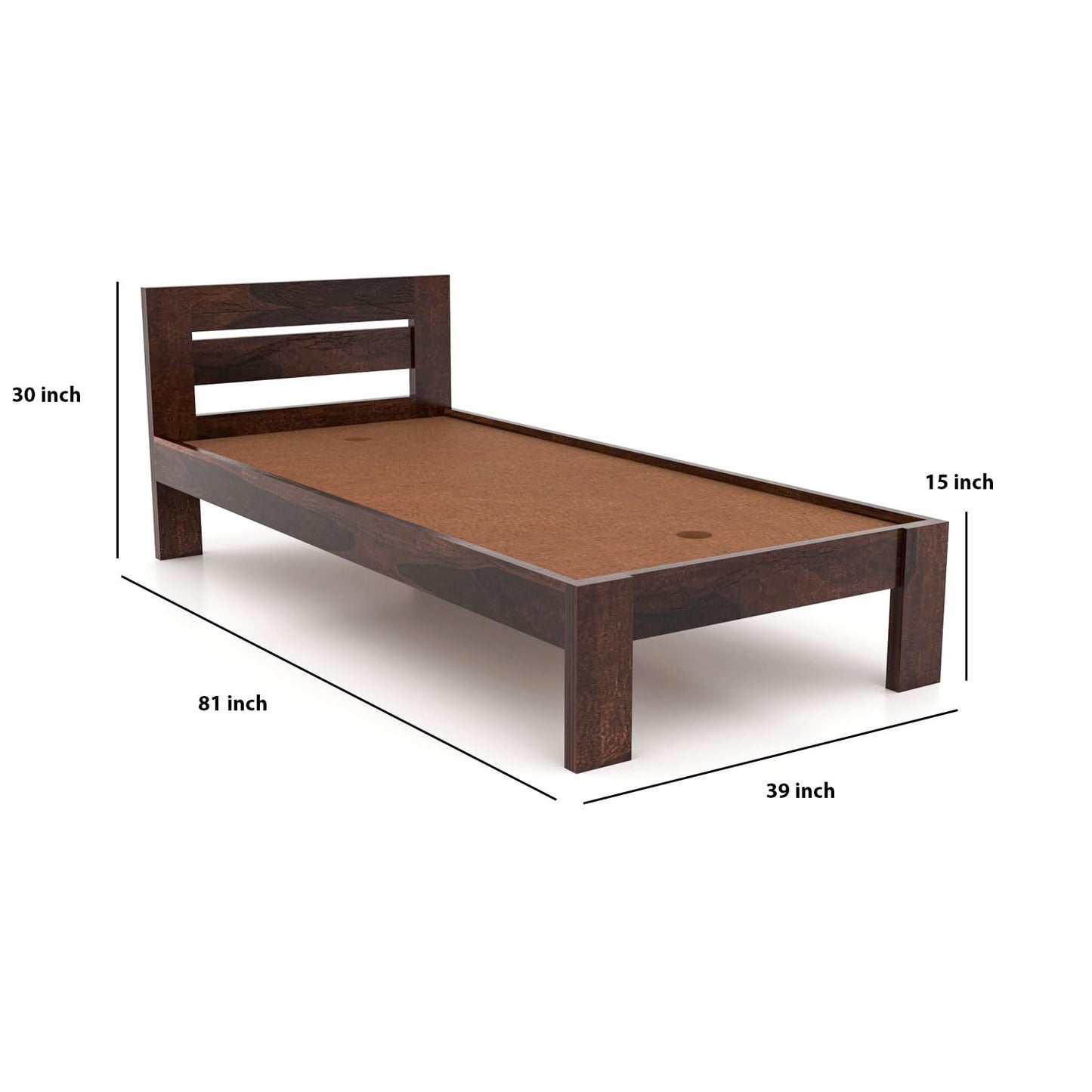 Rukmaajeee Solid Sheesham Wood Single Bed Without Storage | Wooden cot