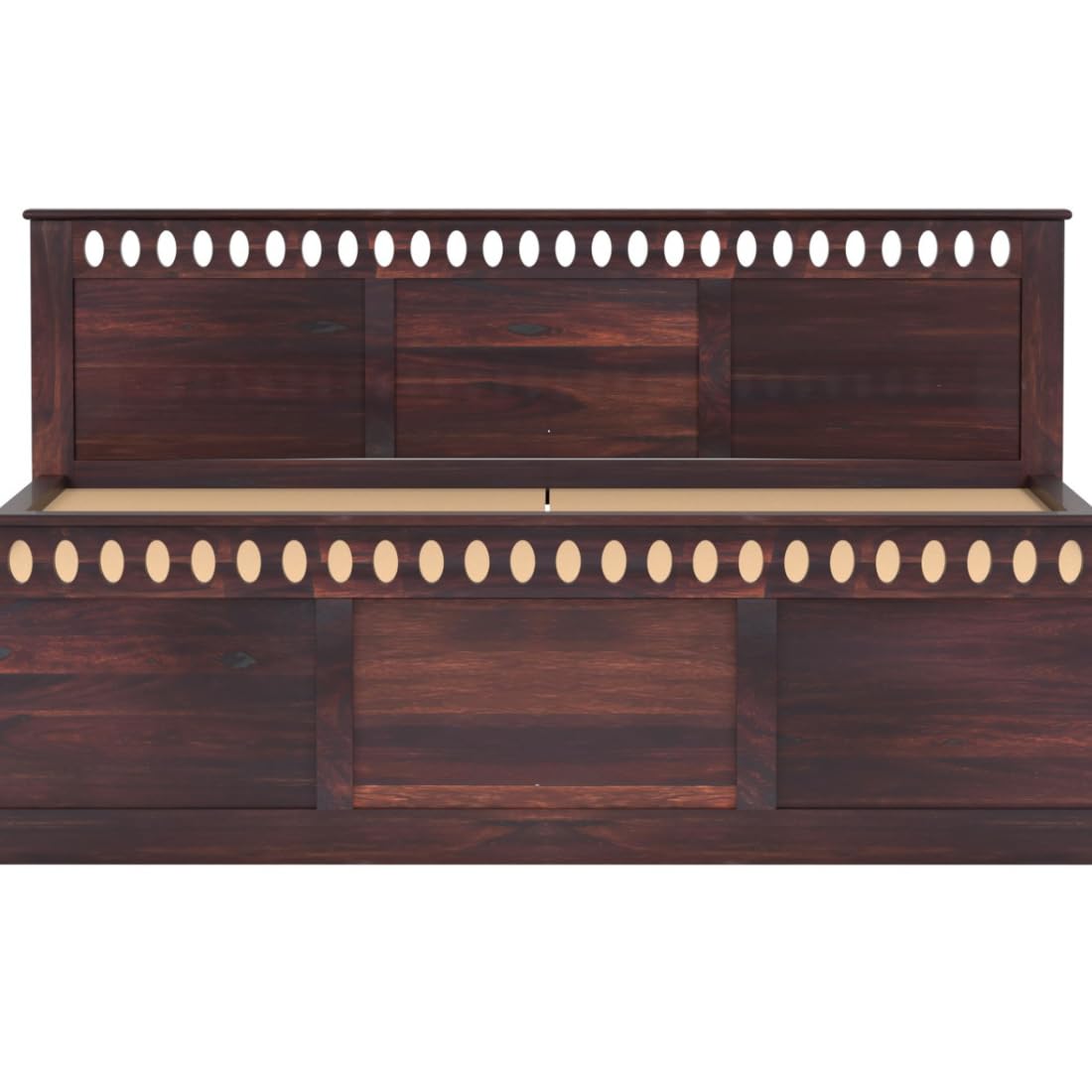 Rukmaajee King Size Bed with Sheesham Wood Frame, Walnut Brown Finish,