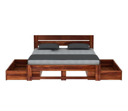 Rukmaajee Wooden King Size Bed with Storage | Double Bed Cot Bed with