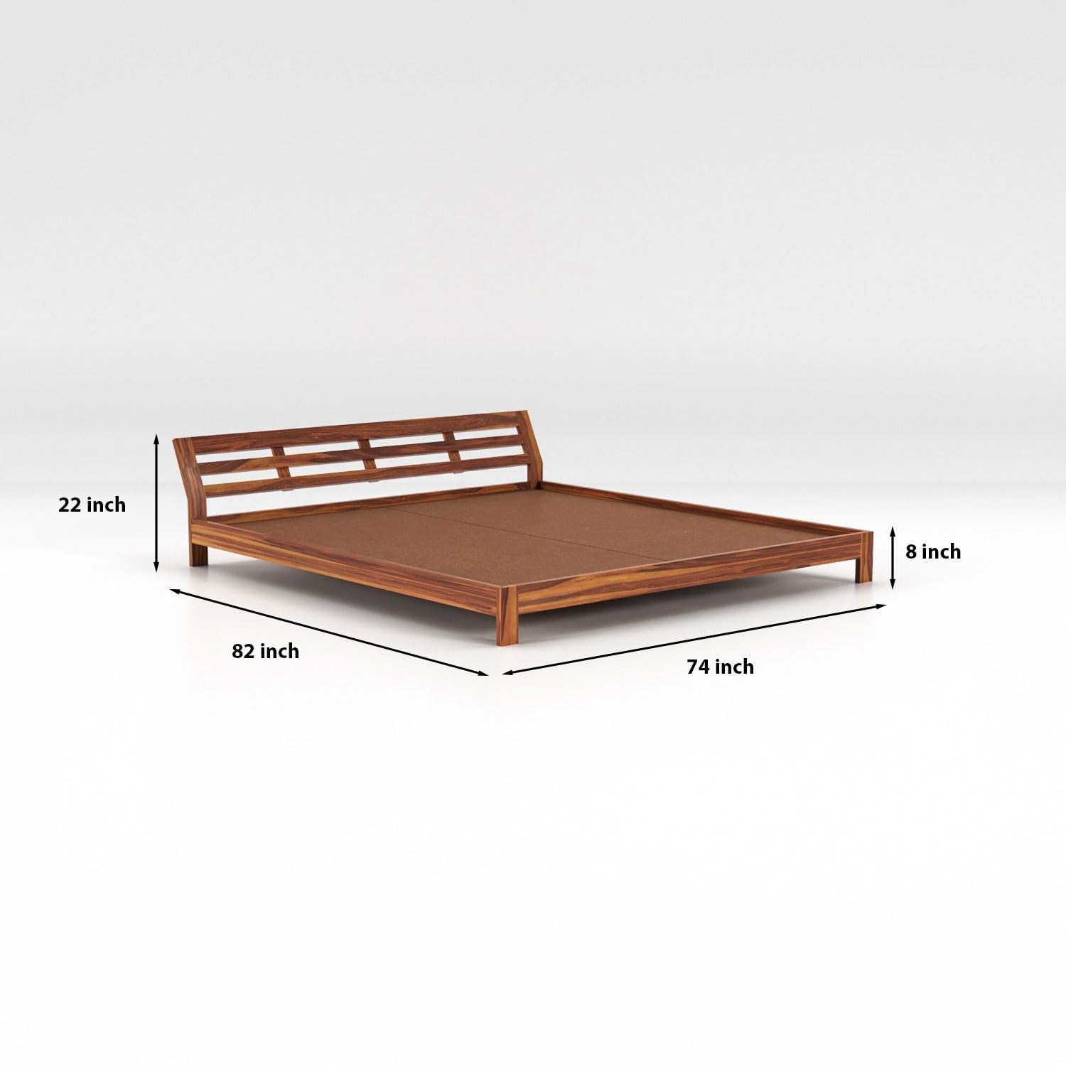 Rukmaajee Solid Sheesham Wood King Size Bed Low Height Double Bed