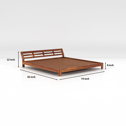 Rukmaajee Solid Sheesham Wood King Size Bed Low Height Double Bed