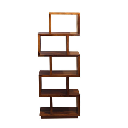 Rukmaajee Furniture Zikato Bookshelf in Natural Solid Wood Simpla Long