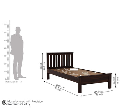 Rukmaajeee Solid Sheesham Wood Single Bed Without Storage | Wooden Cot